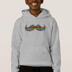 Rainbow Glitter Mustache Hoodie