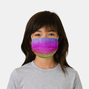 Rainbow glitter ombre confetti colorful fun kids' cloth face mask