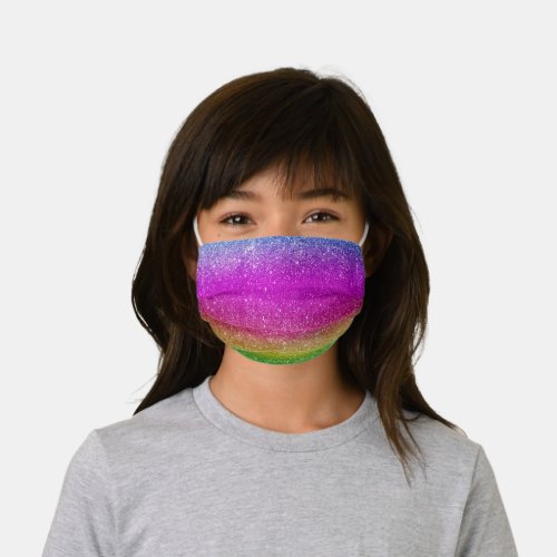 Rainbow glitter ombre confetti colorful fun kids cloth face mask