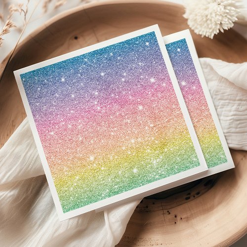 Rainbow Glitter Ombre Napkins