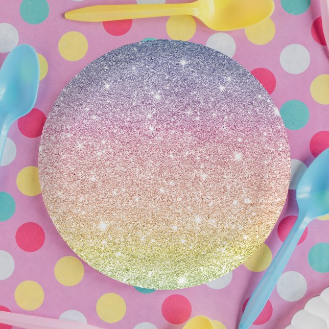 Rainbow Glitter Ombre Paper Plates (Creator Uploaded)