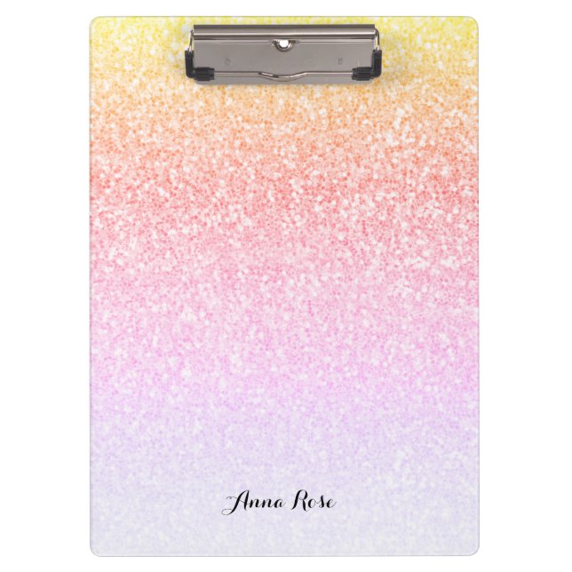 Rainbow Glitter Ombre Sparkle Glam  Clipboard (Front)