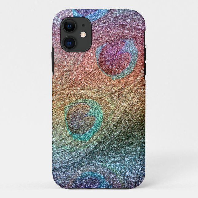 Rainbow glitter peacock feathers Case-Mate iPhone case (Back)