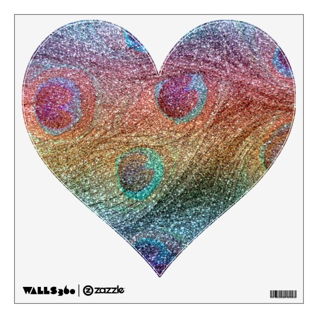 Rainbow glitter peacock feathers wall decal (Front)