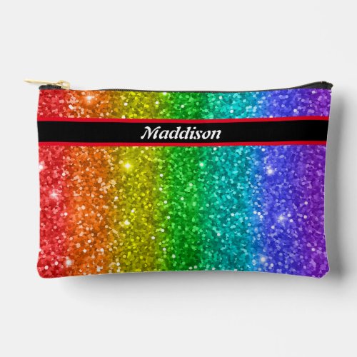 Rainbow Glitter Pencil and Toiletry  Accessory Pouch