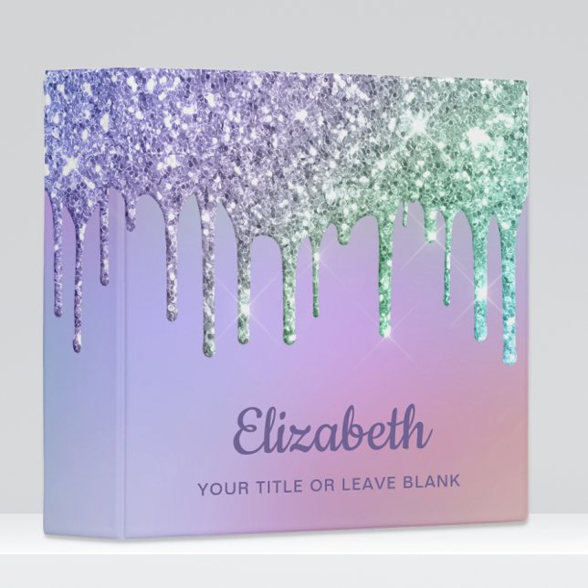 Rainbow Glitter Personalized 3 Ring Binder (Creator Uploaded)