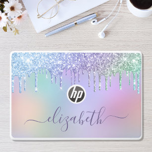 Rainbow Glitter Personalized HP Laptop Skin