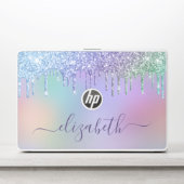 Rainbow Glitter Personalized HP Laptop Skin (Front)