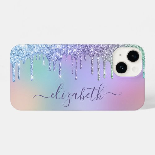 Rainbow Glitter Personalized iPhone 14 Case