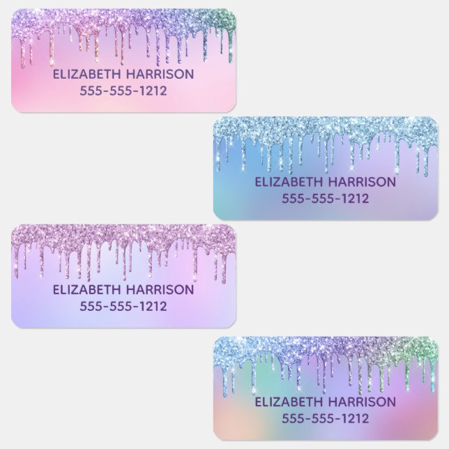 Rainbow Glitter Personalized Kids' Labels (Group)