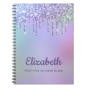 Rainbow Glitter Personalized Notebook