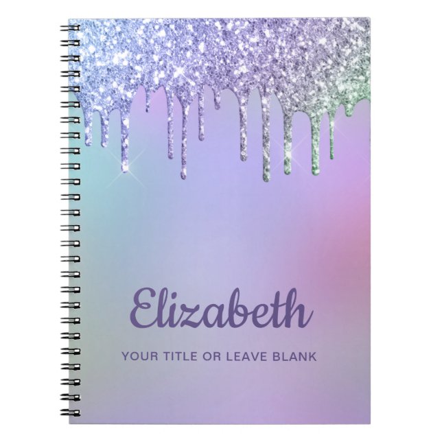 Rainbow Glitter Personalized Notebook (Front)
