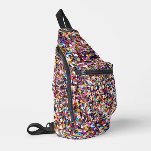 Rainbow Glitter Photo Print Sling Bag