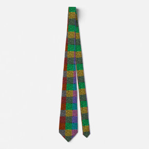 Rainbow Glitter Plaid Neck Tie