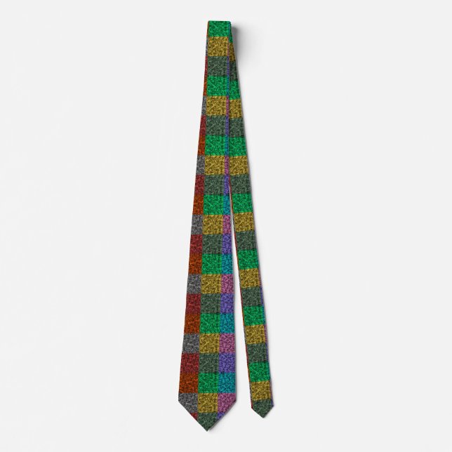 Rainbow Glitter Plaid Neck Tie (Front)