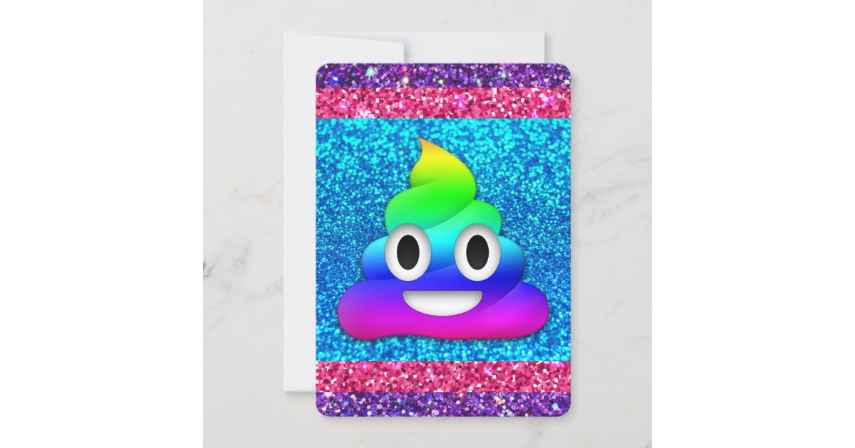 Rainbow glitter poop emoji invitation Zazzle