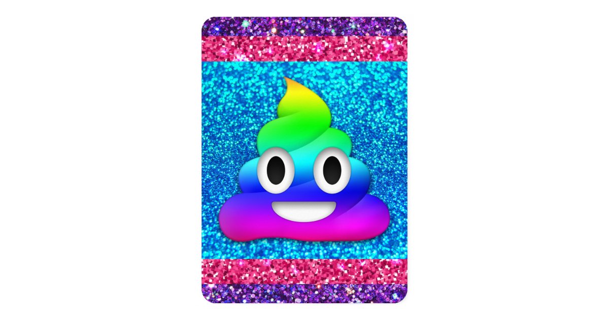 Rainbow glitter poop emoji invitation