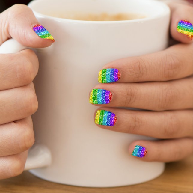 Rainbow Glitter Pride LGBT Love Minx Nail Art (Insitu - Mug)