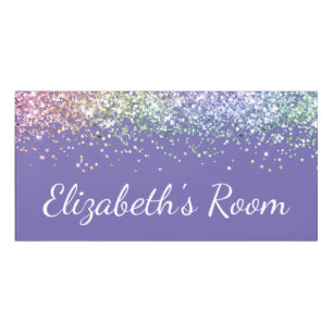 Rainbow Glitter Purple Personalized Door Sign