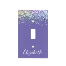 Rainbow Glitter Purple Personalized Light Switch Cover