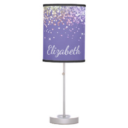 Rainbow Glitter Purple Personalized Table Lamp