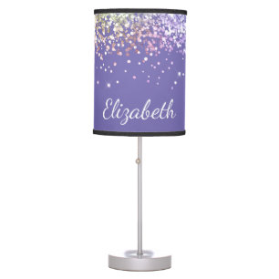 Rainbow Glitter Purple Personalized Table Lamp