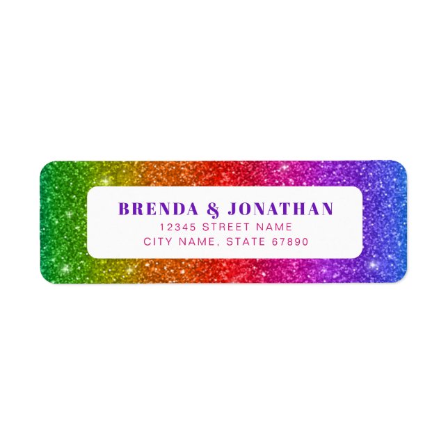Rainbow Glitter Return Address Labels (Front)