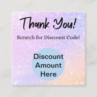 Rainbow Glitter Scratch Off Discount Card