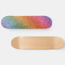 Rainbow glitter skateboard deck | Zazzle