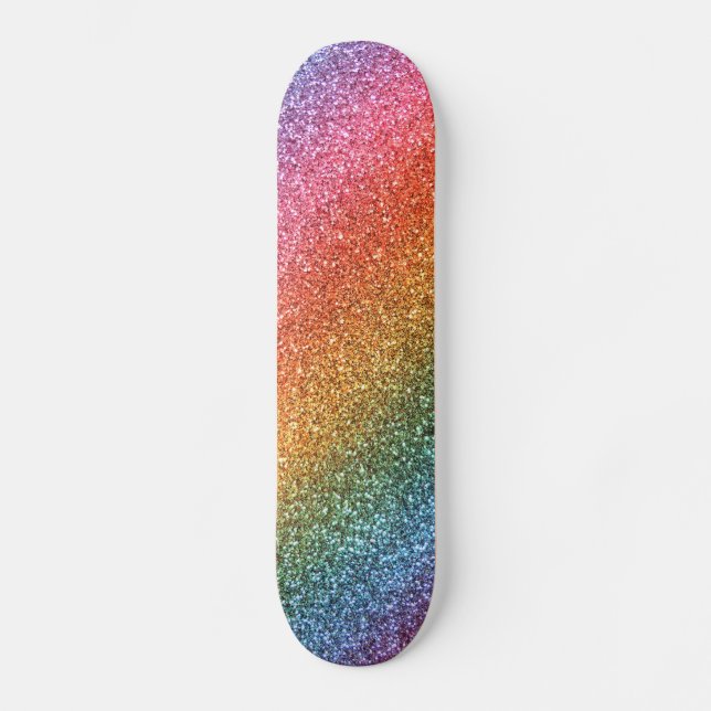 Rainbow glitter skateboard deck (Front)