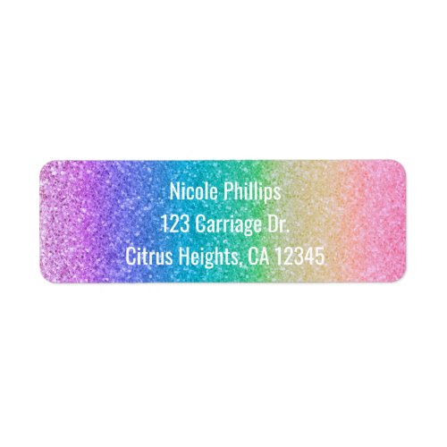 Rainbow Glitter Sparkle Glam Party Invitation Label