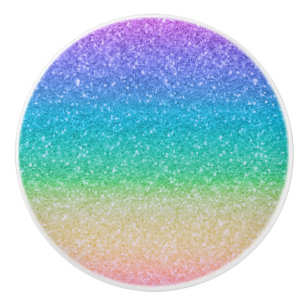 Rainbow Glitter Sparkle Glamour Girls Pretty Ceramic Knob