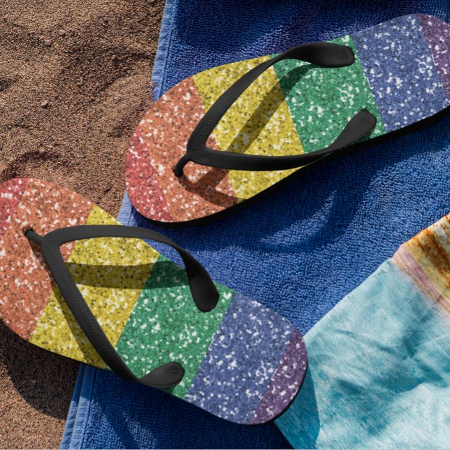 Rainbow Glitter Sparkle Pride Flip Flops (Creator Uploaded)