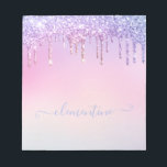 Rainbow glitter sparkle script modern girly script notepad<br><div class="desc">Rainbow glitter sparkle script modern girly personalised design, </div>