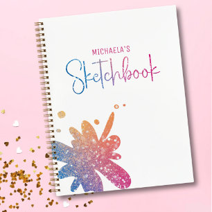 Rainbow Glitter Splatter Sketchbook Notebook