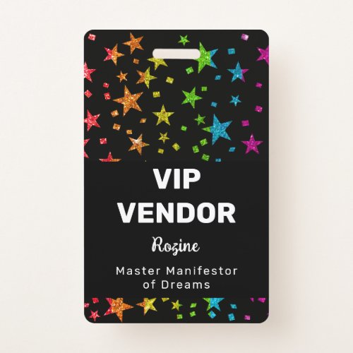 Rainbow Glitter Star Employee ID Event Celebration Badge