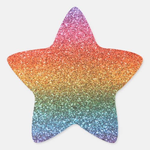 Rainbow glitter star sticker