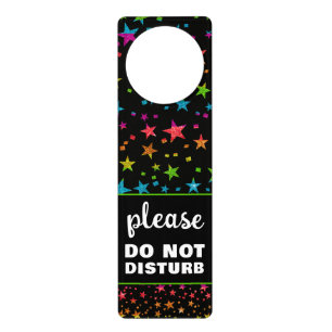 Rainbow Glitter Stars Kids Do Not Disturb Children Door Hanger