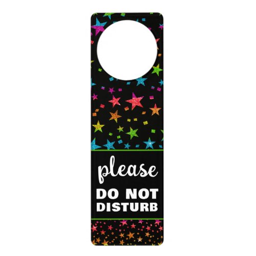 Rainbow Glitter Stars Kids Do Not Disturb Children Door Hanger