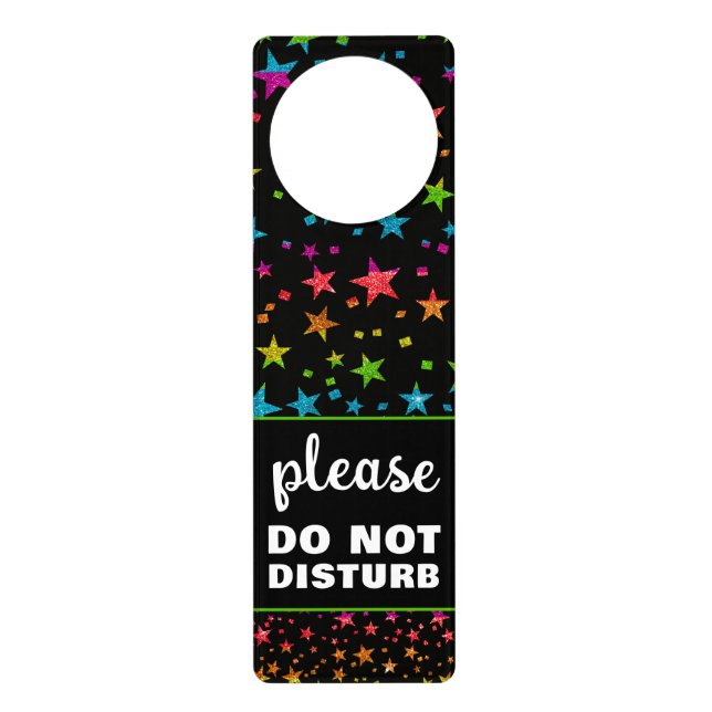 Rainbow Glitter Stars Kids Do Not Disturb Children Door Hanger (Front)
