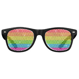 Rainbow Glitter Stripes Gay Pride LGBTQ Birthday  Retro Sunglasses