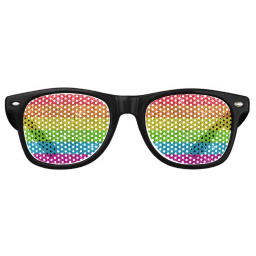 Rainbow Glitter Stripes Gay Pride LGBTQ Birthday  Retro Sunglasses