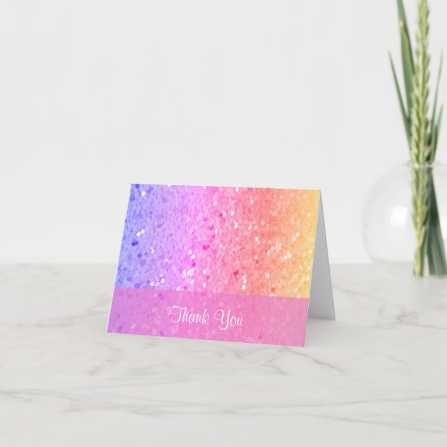 Rainbow Glitter Thank You Card (Front)