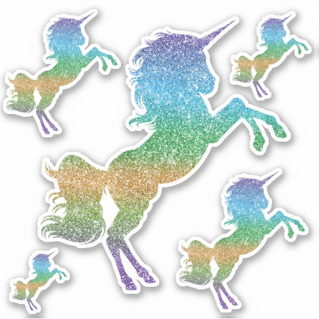 Rainbow Glitter Unicorn Pretty Horse Sticker (Front)