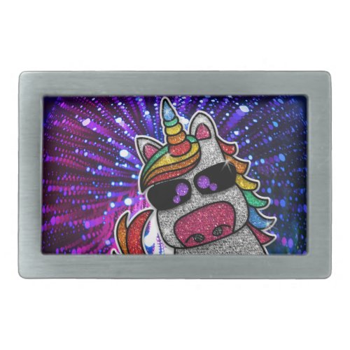 Rainbow Glitter Unicorn Space Galaxy Tie Dye       Belt Buckle