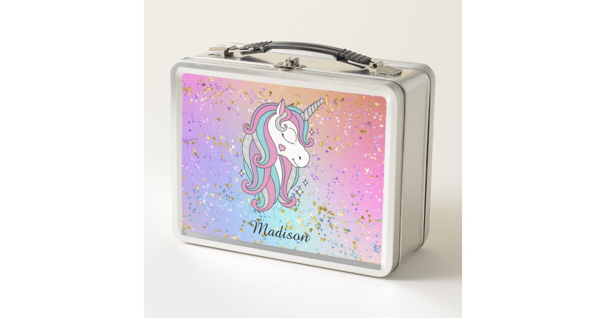 Personalised Lunch Box for Girls Dinosaur Unicorn Pink School 