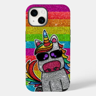 Rainbow Glitter Unicorn Sparkly Gold Sparkles LGBT Case-Mate iPhone 14 Case