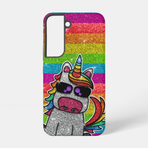 Rainbow Glitter Unicorn Sparkly Gold Sparkles LGBT Samsung Galaxy S22 Case