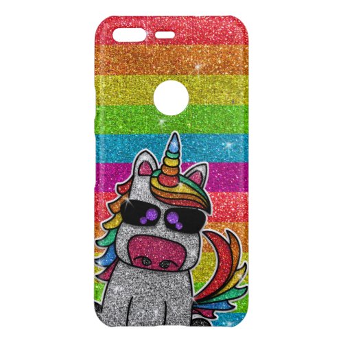 Rainbow Glitter Unicorn Sparkly Gold Sparkles LGBT Uncommon Google Pixel Case