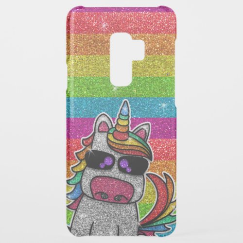 Rainbow Glitter Unicorn Sparkly Gold Sparkles LGBT Uncommon Samsung Galaxy S9 Plus Case